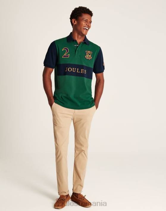 Joules bărbați tricou polo impodobit 48DH221 îmbrăcăminte verde | Joules cizme