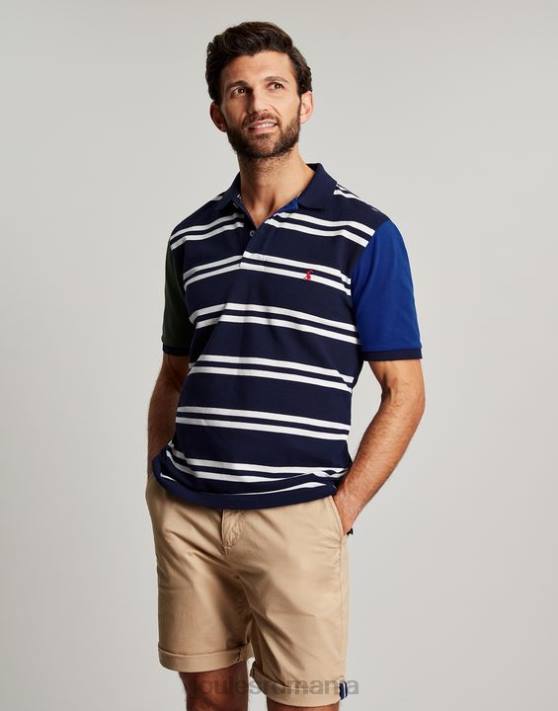 Joules bărbați tricou polo lemnos 48DH186 îmbrăcăminte dungă albă bleumarin | Joules bags