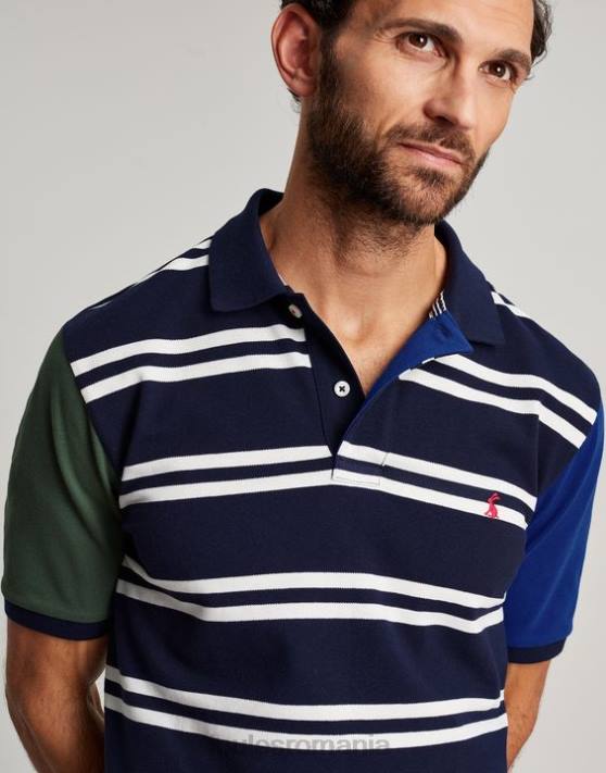 Joules bărbați tricou polo lemnos 48DH186 îmbrăcăminte dungă albă bleumarin | Joules bags