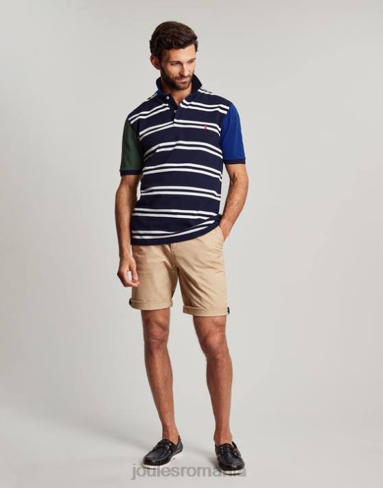 Joules bărbați tricou polo lemnos 48DH186 îmbrăcăminte dungă albă bleumarin | Joules bags