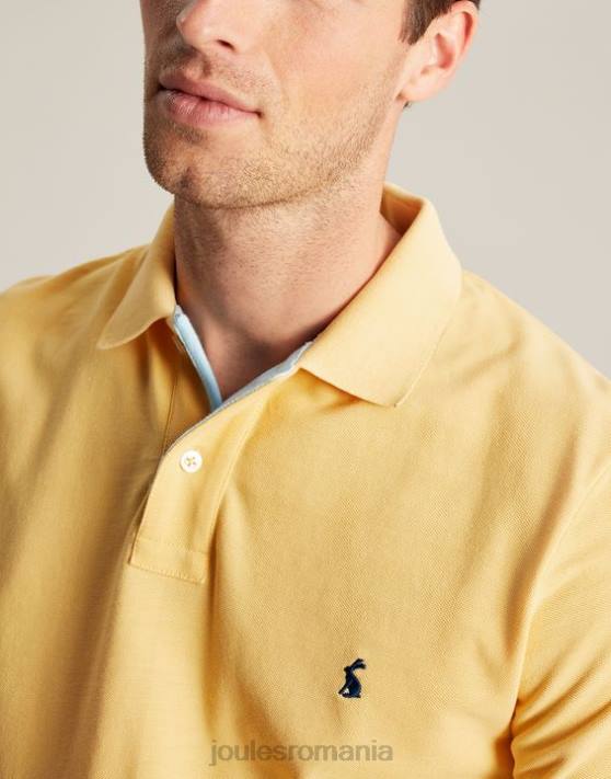 Joules bărbați tricou polo lemnos 48DH187 îmbrăcăminte galben pal | Joules Romania