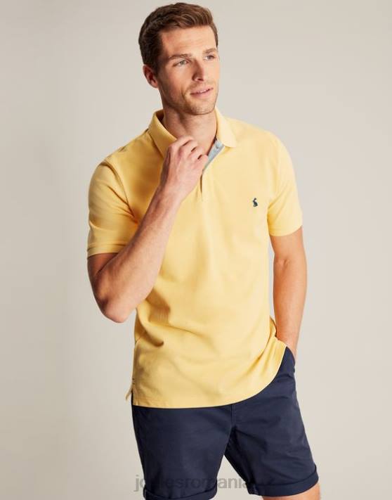 Joules bărbați tricou polo lemnos 48DH187 îmbrăcăminte galben pal | Joules Romania