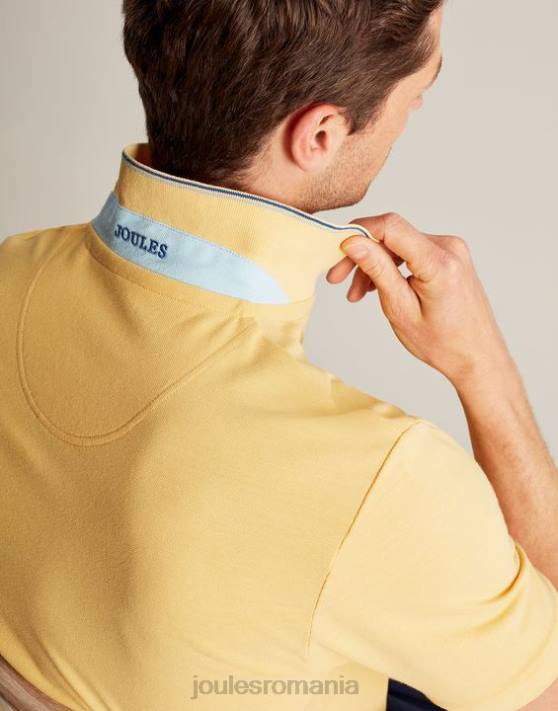 Joules bărbați tricou polo lemnos 48DH187 îmbrăcăminte galben pal | Joules Romania