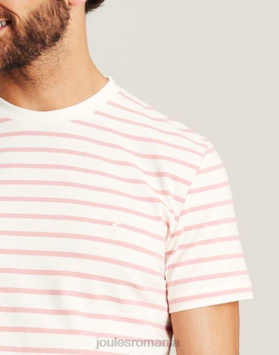 Joules bărbați tricou cu dungi boathouse 48DH208 îmbrăcăminte dungă albă roz | Joules Romania