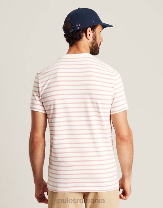 Joules bărbați tricou cu dungi boathouse 48DH208 îmbrăcăminte dungă albă roz | Joules Romania