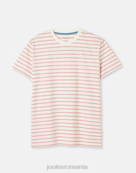 Joules bărbați tricou cu dungi boathouse 48DH208 îmbrăcăminte dungă albă roz | Joules Romania