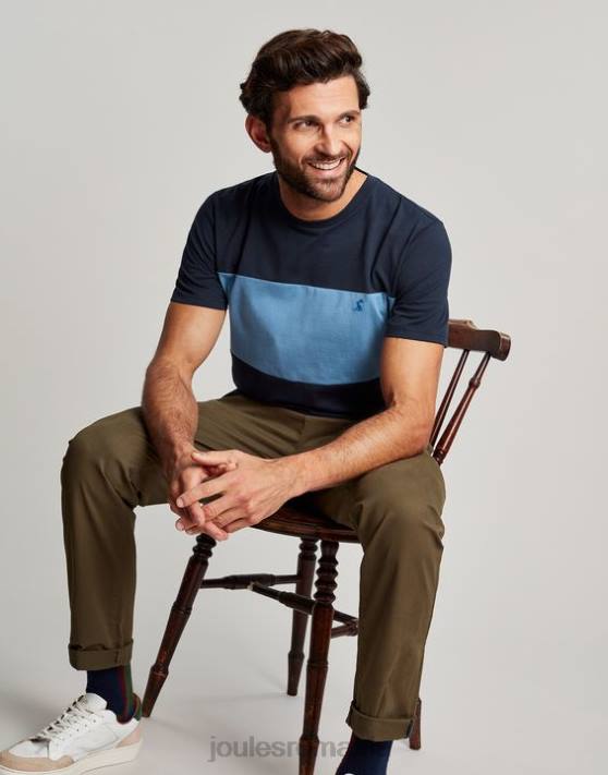 Joules bărbați tricou cu mânecă scurtă colorblock 48DH202 îmbrăcăminte bloc de culoare albastru | Joules Romania