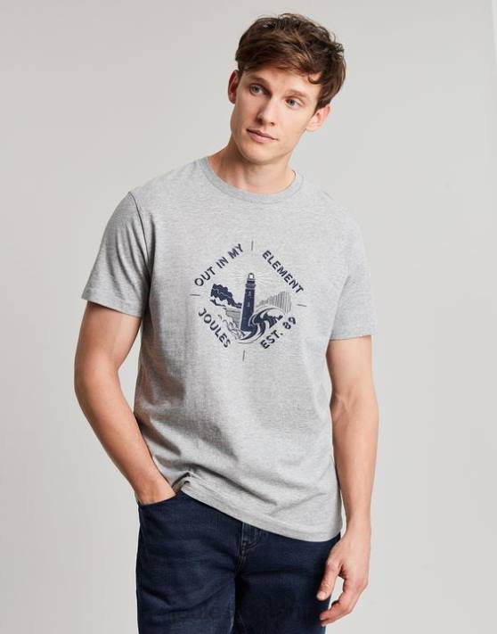 Joules bărbați tricou grafic flynn 48DH184 îmbrăcăminte marnă cenușie | Joules Romania