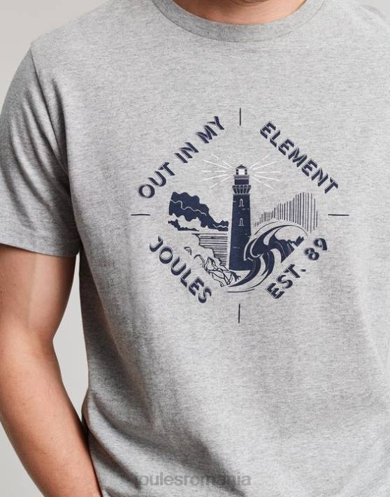 Joules bărbați tricou grafic flynn 48DH184 îmbrăcăminte marnă cenușie | Joules Romania