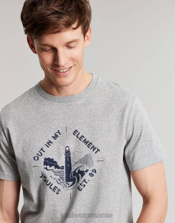 Joules bărbați tricou grafic flynn 48DH184 îmbrăcăminte marnă cenușie | Joules Romania