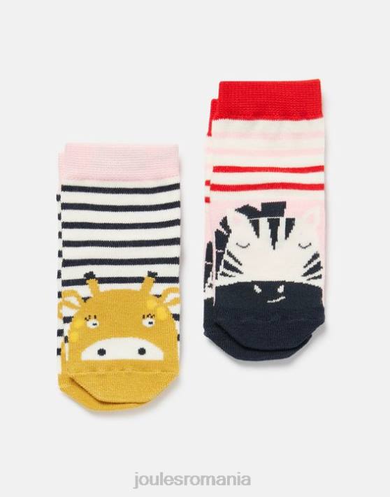 Joules bebelusii picioare îngrijite 2 pachet de șosete 48DH435 accesorii girafă zebră | Joules bags