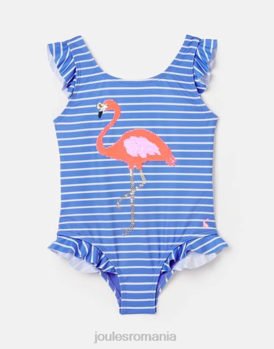 Joules bebelusii Costum de baie cu paiete splash 2-12 ani 48DH299 îmbrăcăminte flamingo cu dungi albastre | Joules cizme