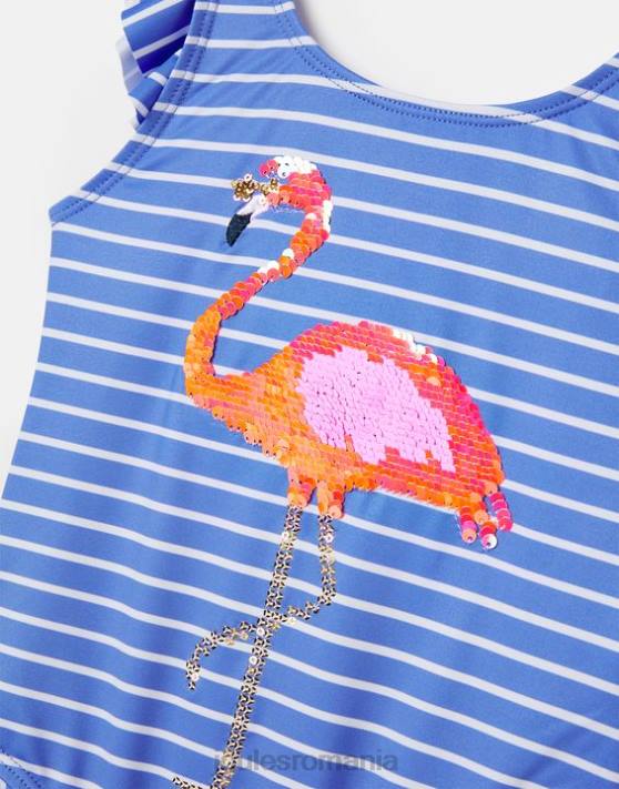 Joules bebelusii Costum de baie cu paiete splash 2-12 ani 48DH299 îmbrăcăminte flamingo cu dungi albastre | Joules cizme