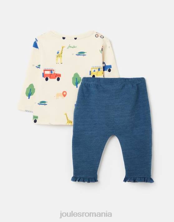 Joules bebelusii Set tricou și pantaloni percy 0-3 ani 48DH427 îmbrăcăminte safari cu crema | Joules Romania
