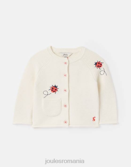 Joules bebelusii cardigan brodat betsie 0-3 ani 48DH395 îmbrăcăminte buburuza crem | Joules cizme