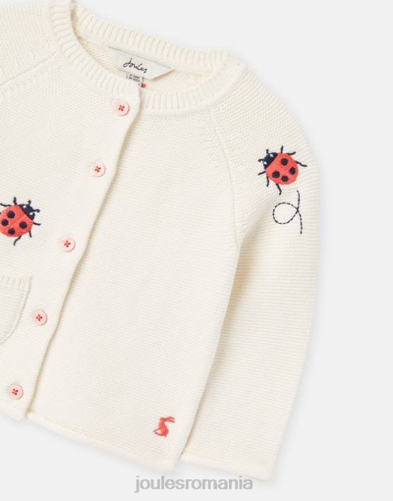 Joules bebelusii cardigan brodat betsie 0-3 ani 48DH395 îmbrăcăminte buburuza crem | Joules cizme