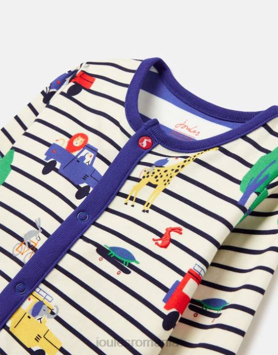 Joules bebelusii razamataz 0-9 luni de costume din bumbac cultivat organic 48DH433 îmbrăcăminte safari cu dungi albastre | Joules Romania