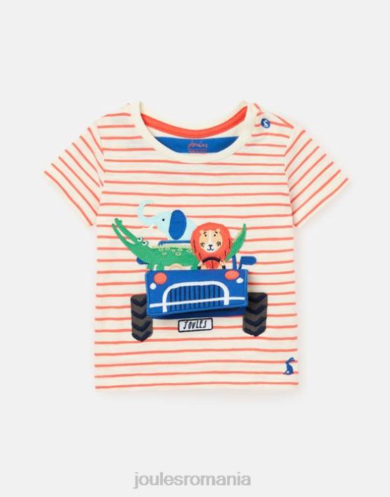 Joules bebelusii tricou tate artwork 0-3 ani 48DH401 îmbrăcăminte camion cu dungi roșii | Joules cizme