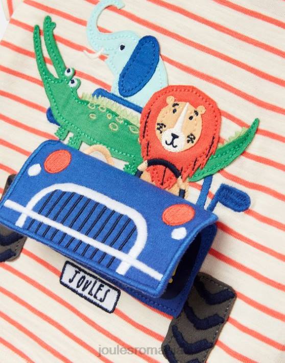 Joules bebelusii tricou tate artwork 0-3 ani 48DH401 îmbrăcăminte camion cu dungi roșii | Joules cizme