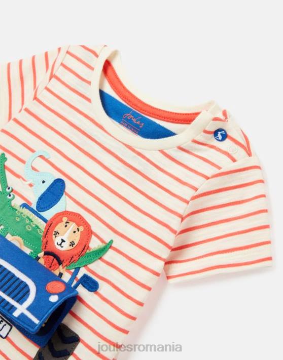 Joules bebelusii tricou tate artwork 0-3 ani 48DH401 îmbrăcăminte camion cu dungi roșii | Joules cizme