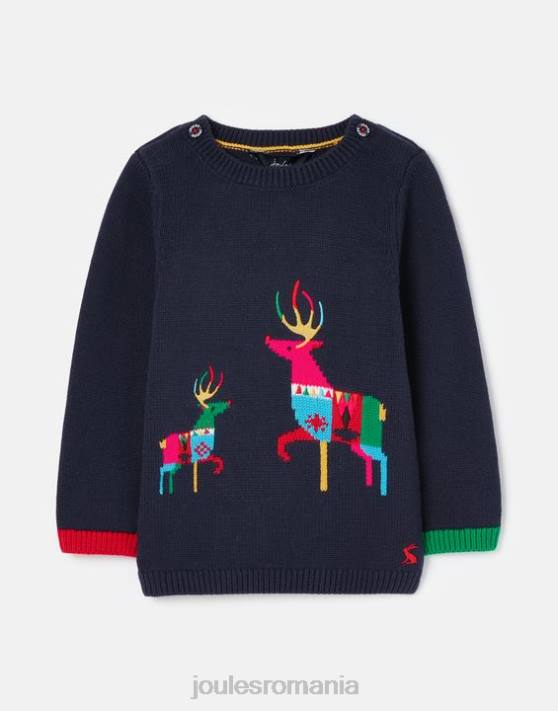 Joules fetelor pulover tricotat cracking intarsia 0-24 luni 48DH413 îmbrăcăminte reni marinei | Joules cizme
