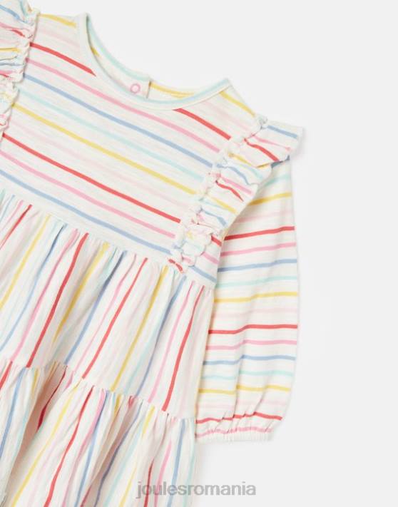 Joules fetelor rochie iola cu maneca lunga etajate 0-3 ani 48DH421 îmbrăcăminte dungi multiplă | Joules Romania