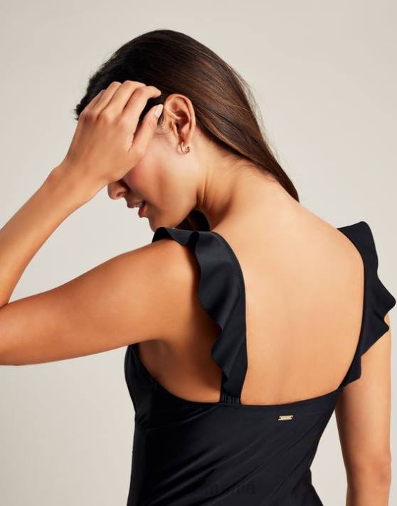 Joules femeilor costum de baie cu volan de bujor 48DH110 îmbrăcăminte negru adevărat | Joules cizme