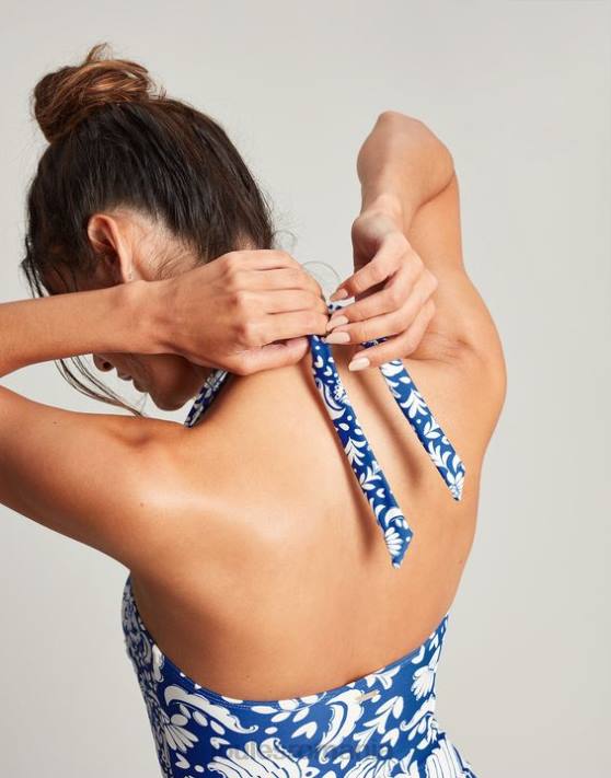 Joules femeilor costum de baie iasomie 48DH104 îmbrăcăminte mozaic albastru | Joules cizme