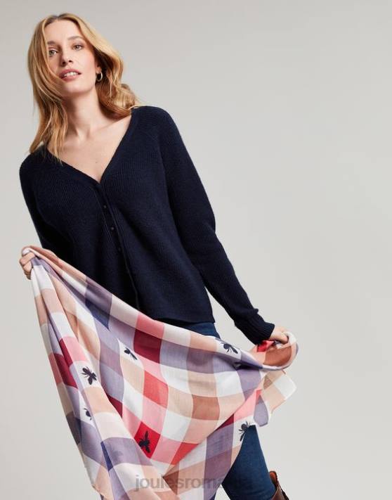 Joules femeilor eșarfă cu imprimeu țesut ușor river 48DH160 accesorii albine multi vichy | Joules Romania