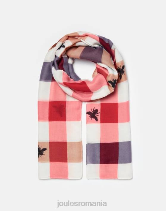 Joules femeilor eșarfă cu imprimeu țesut ușor river 48DH160 accesorii albine multi vichy | Joules Romania