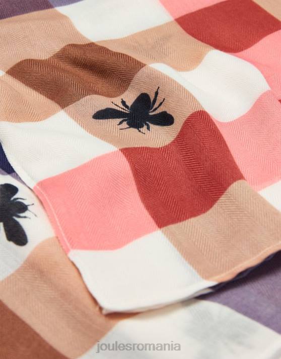 Joules femeilor eșarfă cu imprimeu țesut ușor river 48DH160 accesorii albine multi vichy | Joules Romania