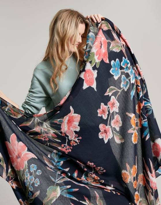 Joules femeilor eșarfă țesătură ușoară river cu imprimeu retangle 48DH155 accesorii vârf floral | Joules cizme