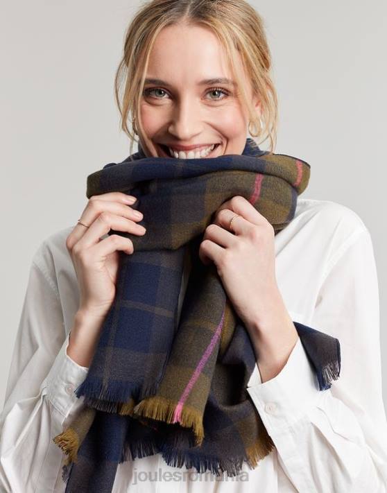 Joules femeilor eșarfă periată farnsley 48DH118 accesorii cec bleumarin | Joules Romania