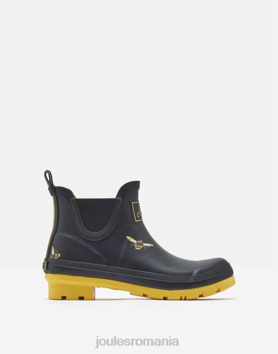 Joules femeilor cizme de ploaie imprimate inaltime scurta 48DH144 încălţăminte albinele negre metalice | Joules bags