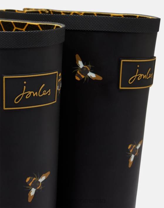 Joules femeilor imprimeu cu cizme de ploaie cu garson reglabil la spate 48DH147 încălţăminte albinele negre metalice | Joules bags