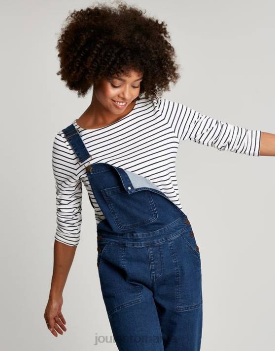 Joules femeilor top din tricou cu mânecă lungă 48DH53 îmbrăcăminte dungă bleumarin crem | Joules cizme