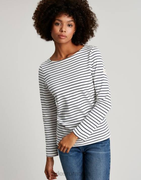Joules femeilor top din tricou cu mânecă lungă 48DH53 îmbrăcăminte dungă bleumarin crem | Joules cizme