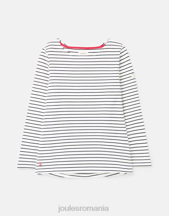Joules femeilor top din tricou cu mânecă lungă 48DH53 îmbrăcăminte dungă bleumarin crem | Joules cizme