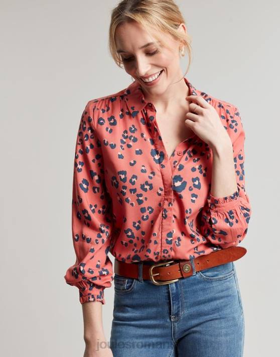 Joules femeilor cămașă kalina cu plăcuță ascunsă 48DH59 îmbrăcăminte leopard roșu | Joules cizme