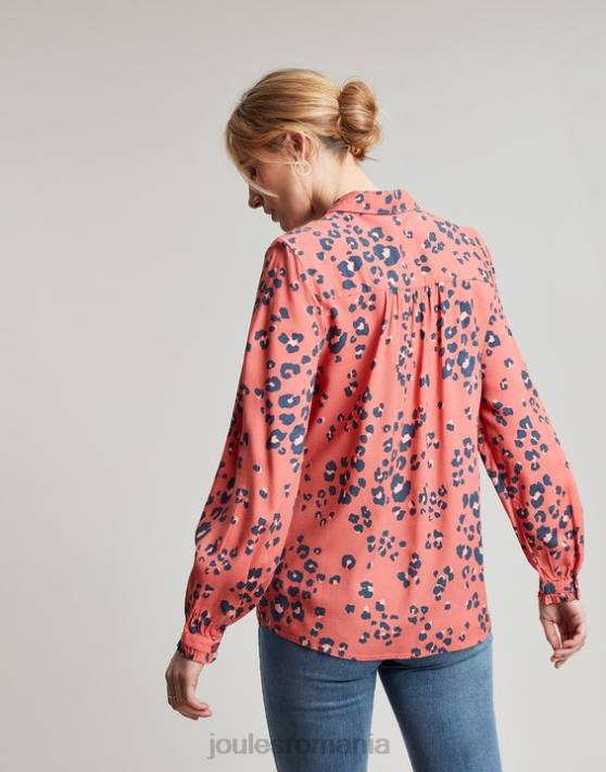 Joules femeilor cămașă kalina cu plăcuță ascunsă 48DH59 îmbrăcăminte leopard roșu | Joules cizme