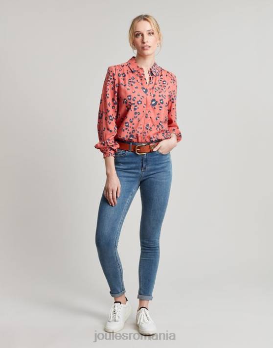 Joules femeilor cămașă kalina cu plăcuță ascunsă 48DH59 îmbrăcăminte leopard roșu | Joules cizme