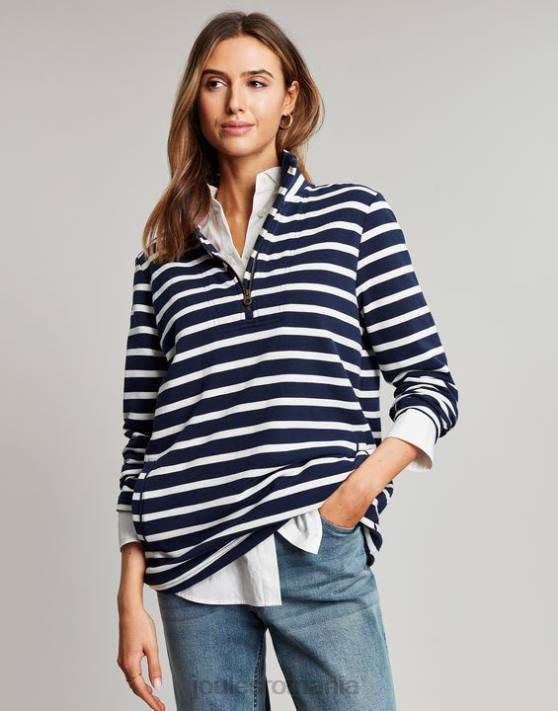Joules femeilor hanorac cu dungi pip 48DH27 îmbrăcăminte dungă crem bleumarin | Joules bags