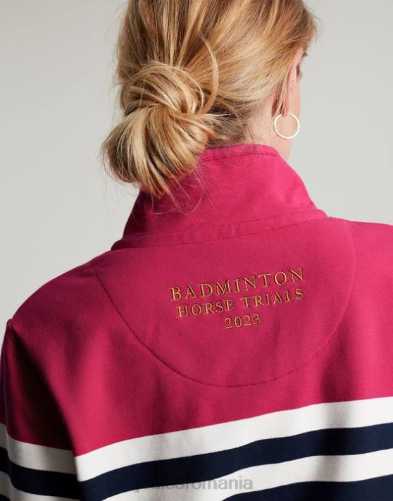 Joules femeilor hanorac cu gât pâlnie saunton de badminton 48DH28 îmbrăcăminte dungă roz bleumarin | Joules Romania