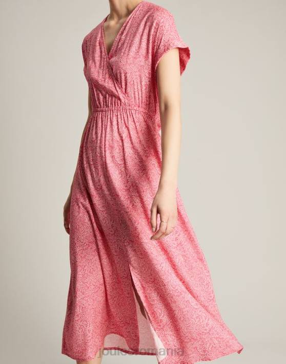 Joules femeilor rochie abigail cu decolteu în V 48DH96 îmbrăcăminte pată de salcie roz aprins | Joules bags