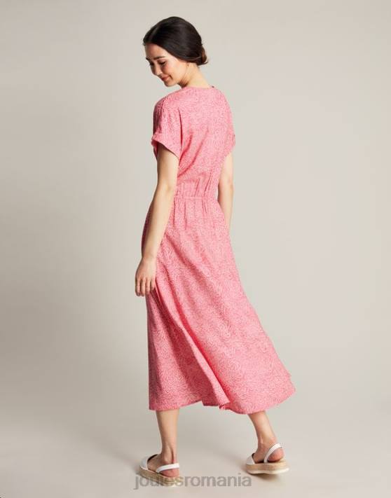 Joules femeilor rochie abigail cu decolteu în V 48DH96 îmbrăcăminte pată de salcie roz aprins | Joules bags