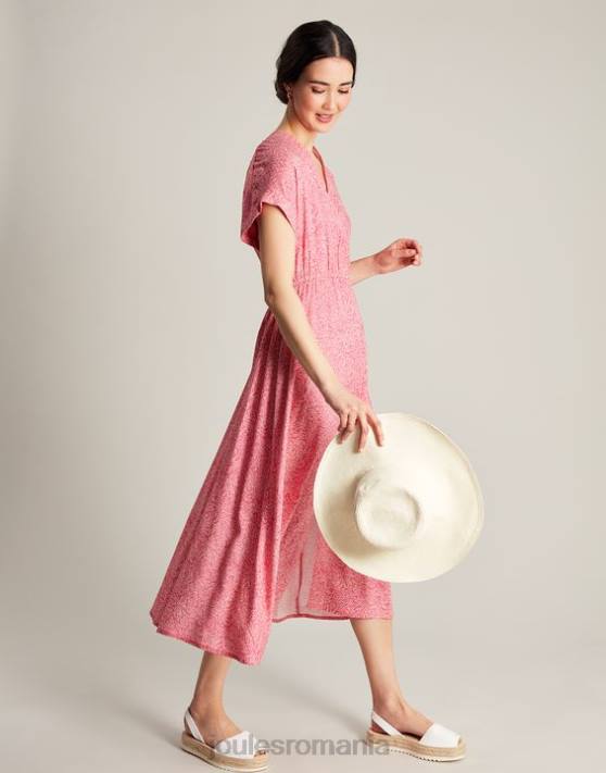 Joules femeilor rochie abigail cu decolteu în V 48DH96 îmbrăcăminte pată de salcie roz aprins | Joules bags