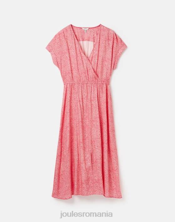 Joules femeilor rochie abigail cu decolteu în V 48DH96 îmbrăcăminte pată de salcie roz aprins | Joules bags