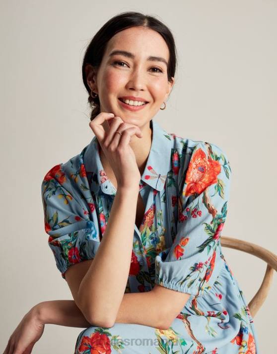 Joules femeilor rochie cămașă de culoare chihlimbar 48DH12 îmbrăcăminte albastru floral | Joules bags