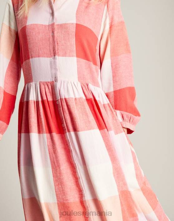 Joules femeilor rochie cămașă faye relaxed fit 48DH7 îmbrăcăminte cec roz | Joules Romania