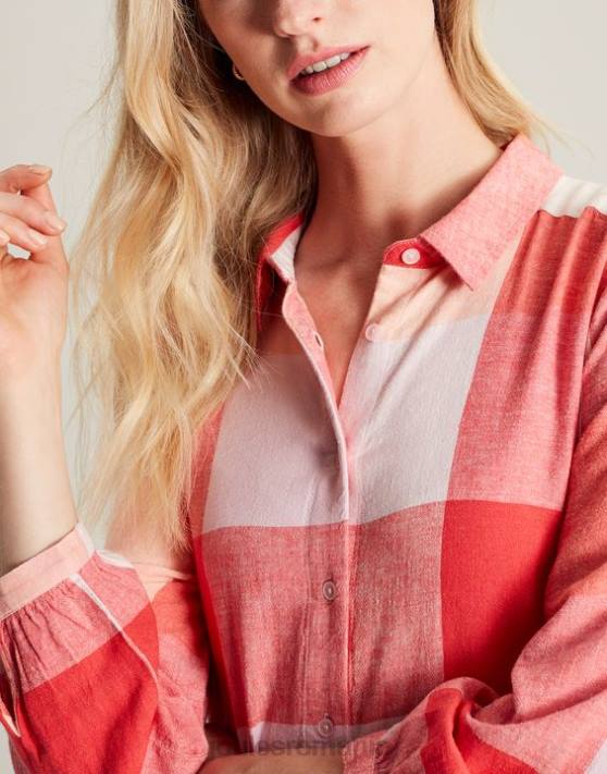 Joules femeilor rochie cămașă faye relaxed fit 48DH7 îmbrăcăminte cec roz | Joules Romania